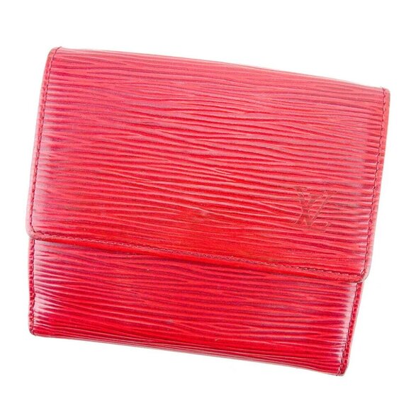 Louis Vuitton W hook purse epi Red Women Men Authentic